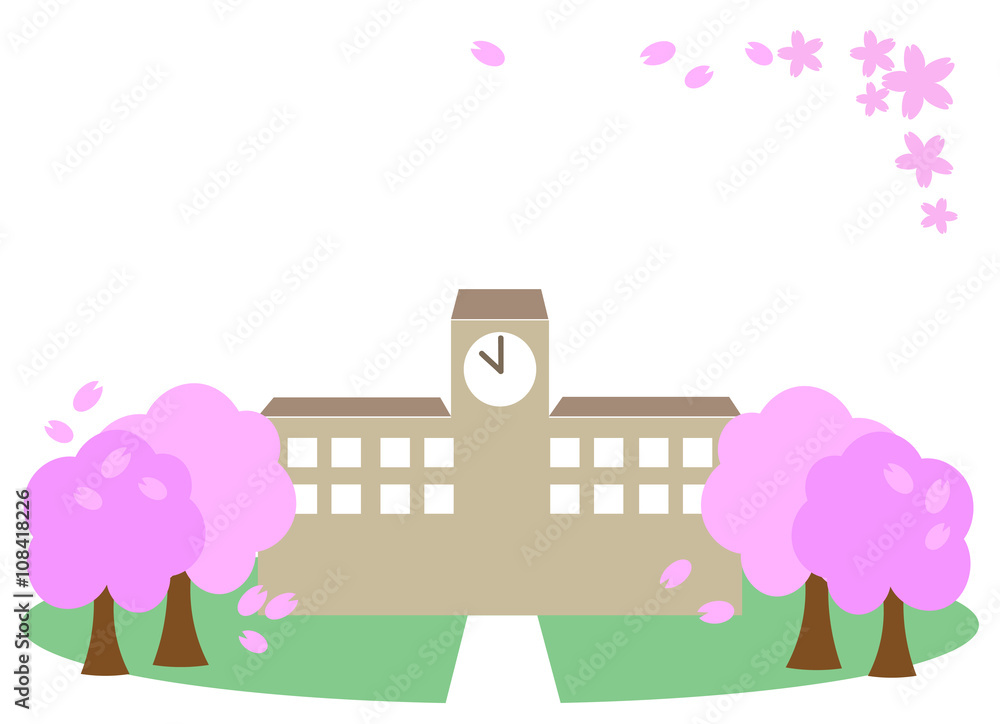 校舎　桜　アイコン