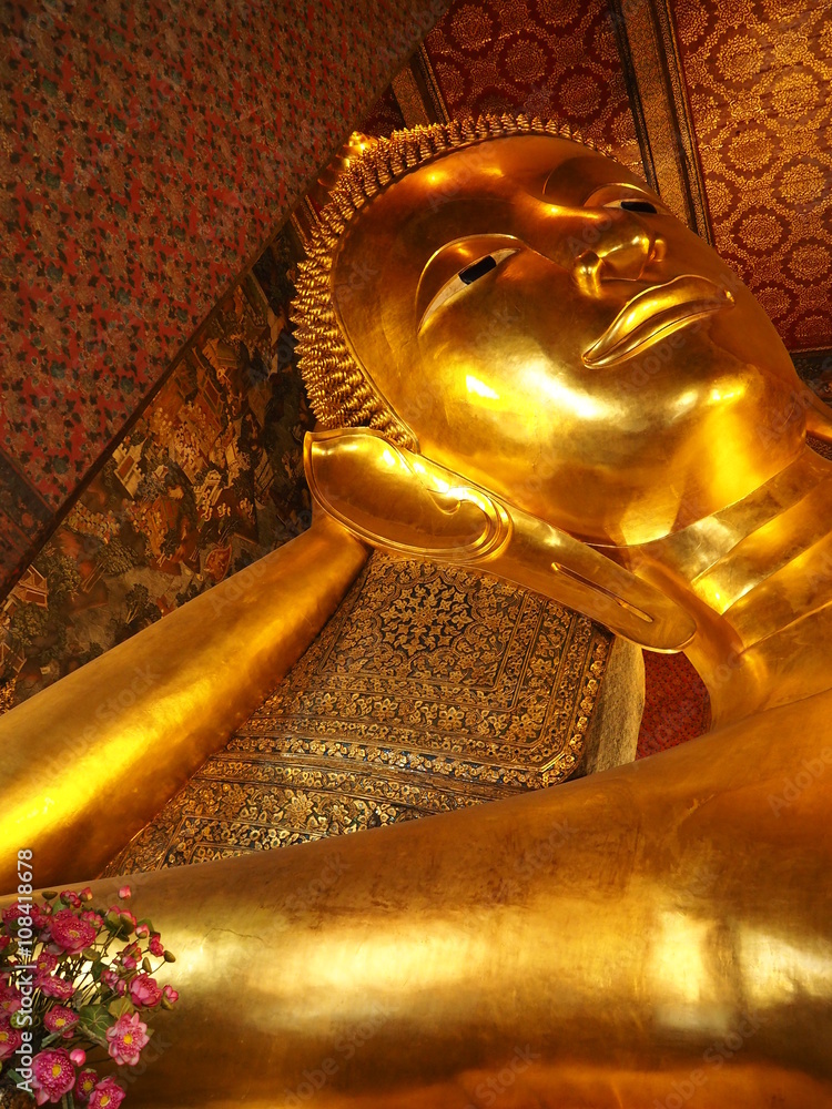 Golden Reclining Buddha Statue At Wat Pho, Bangkok, Thailand