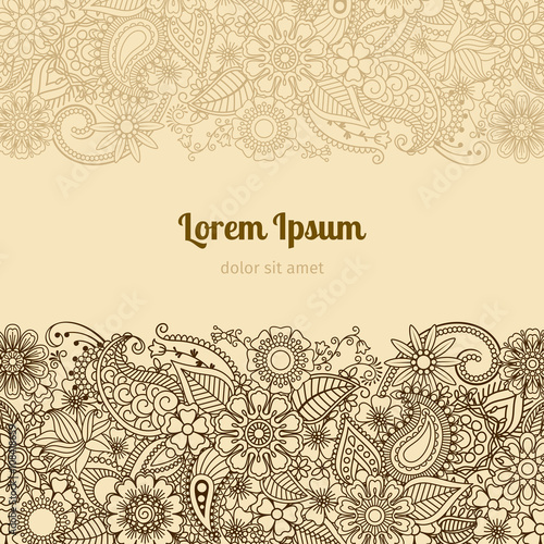 Henna Mehndi Card Template. Mehndi invitation design. Vector illustration