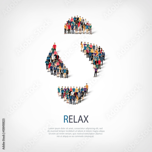 relax people sign 3d