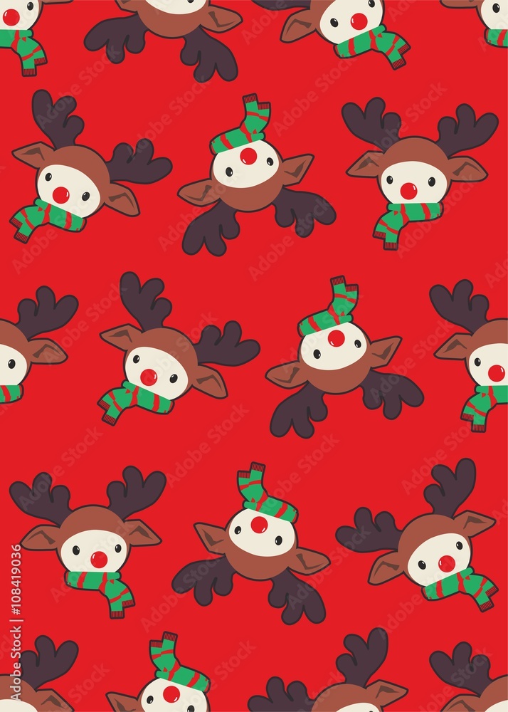 Obraz premium Reindeer seamless Christmas pattern