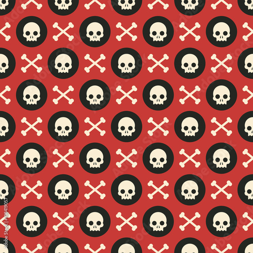 Vector seamless pattern skulls and crossbones background