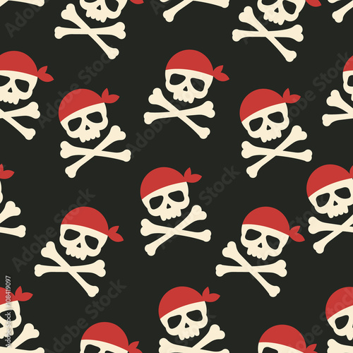 Vector seamless pattern skulls and crossbones background