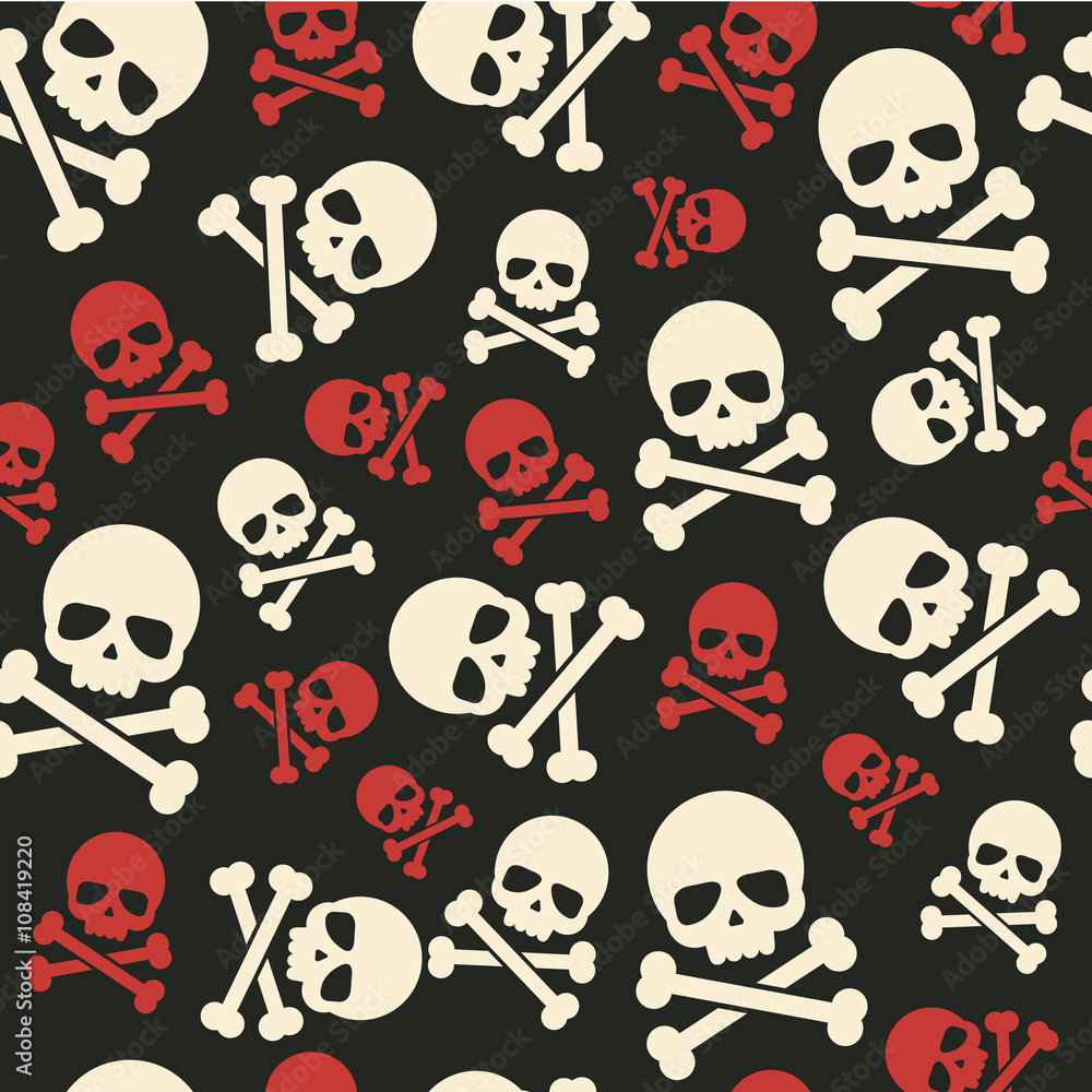 Vector seamless pattern skulls and crossbones background Vector seamless pattern skulls and crossbones background