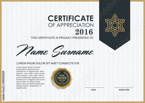 certificate template with Luxury and modern pattern,.Qualification certificate blank template with elegant,Vector illustration