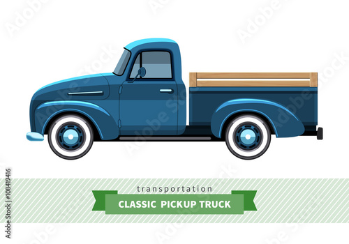 Classic pickup truck side view