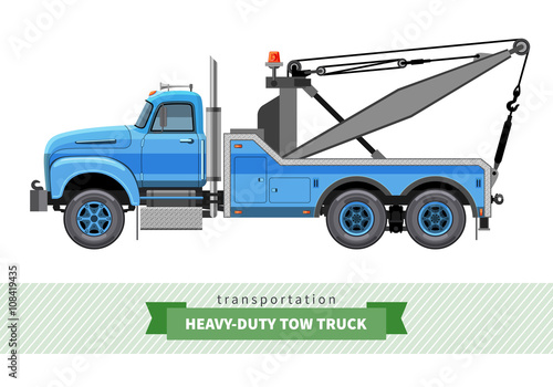 Classic heavy duty tow truck side view