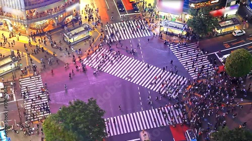Shibuya pedestrian crossing also known as Shibuya scramble photo