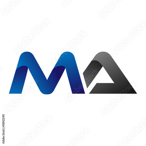 Modern Simple Initial Logo Vector Blue Grey Letters ma