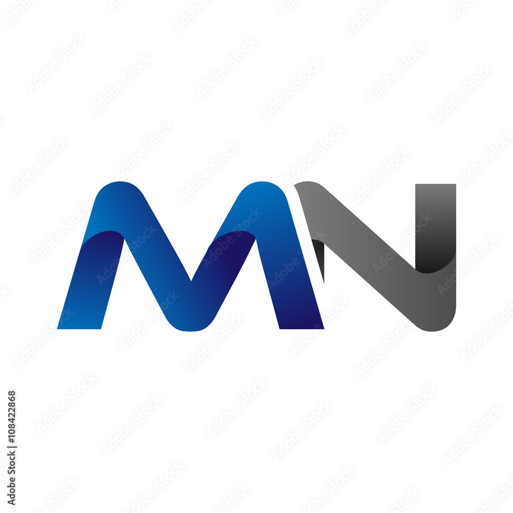 Modern Simple Initial Logo Vector Blue Grey Letters mn Modern Simple Initial Logo Vector Blue Grey Letters mn
