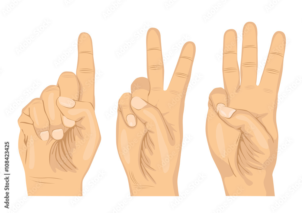 male hands counting numbers one two and three with fingers male hands counting numbers one two and three with fingers