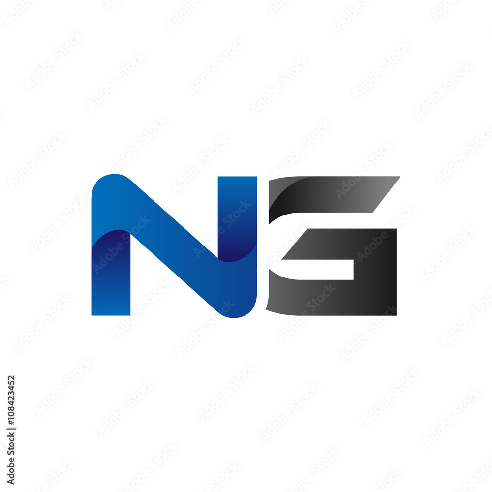 Modern Simple Initial Logo Vector Blue Grey Letters ng Modern Simple Initial Logo Vector Blue Grey Letters ng