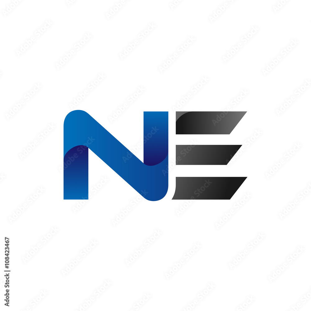Modern Simple Initial Logo Vector Blue Grey Letters ne Modern Simple Initial Logo Vector Blue Grey Letters ne