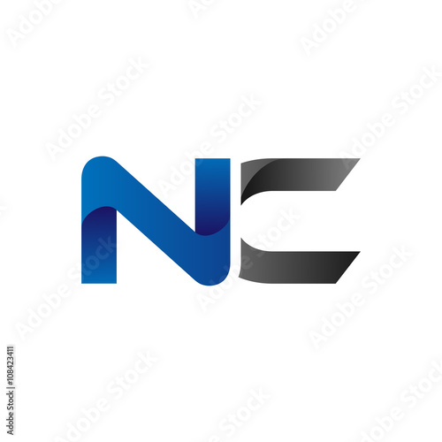 Modern Simple Initial Logo Vector Blue Grey Letters nc