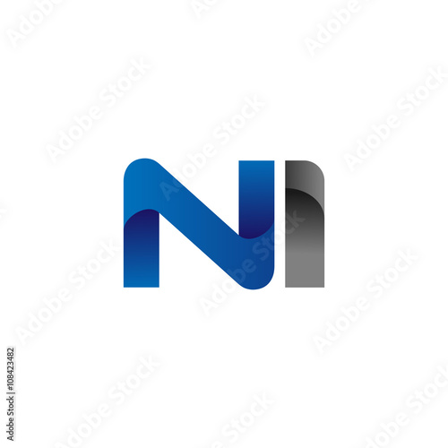 Modern Simple Initial Logo Vector Blue Grey Letters ni