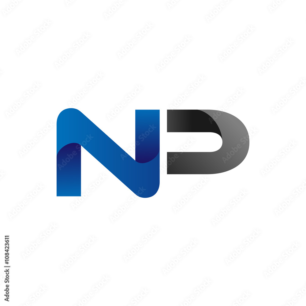 Modern Simple Initial Logo Vector Blue Grey Letters np Modern Simple Initial Logo Vector Blue Grey Letters np