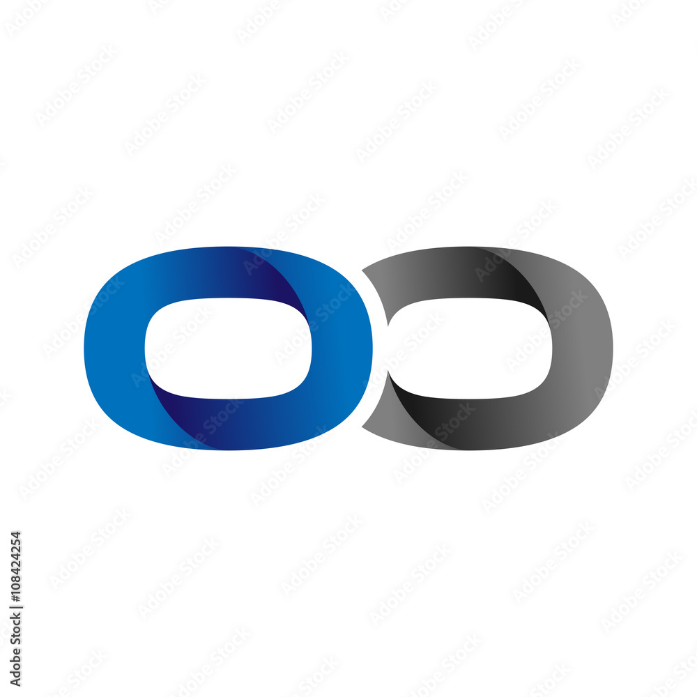 Modern Simple Initial Logo Vector Blue Grey Letters oo Modern Simple Initial Logo Vector Blue Grey Letters oo