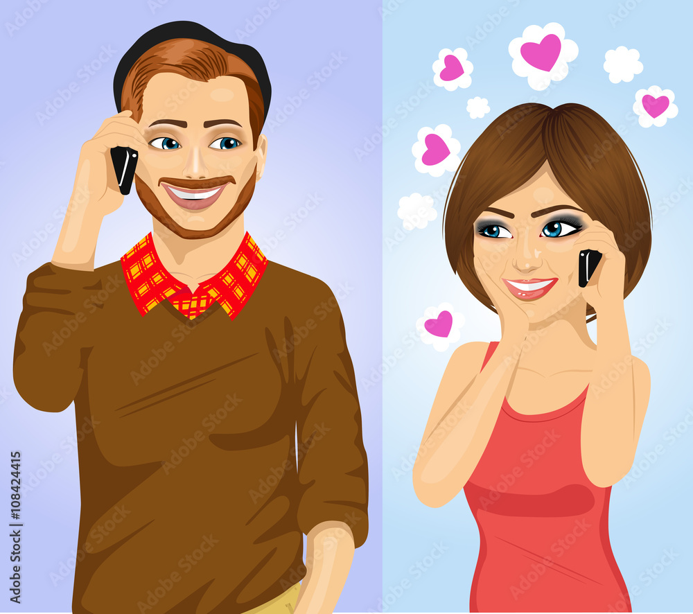 Young couple using smartphone wireless communications Young couple using smartphone wireless communications