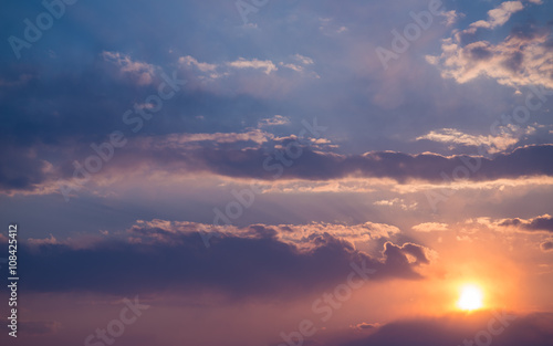 Dramatic sky with white clouds. Natural background.