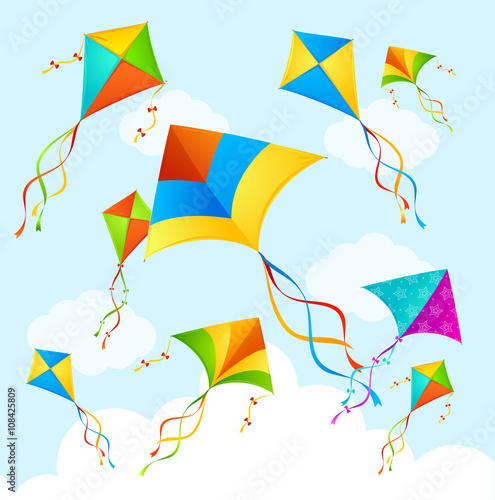 Colorful Kite Background. Vector