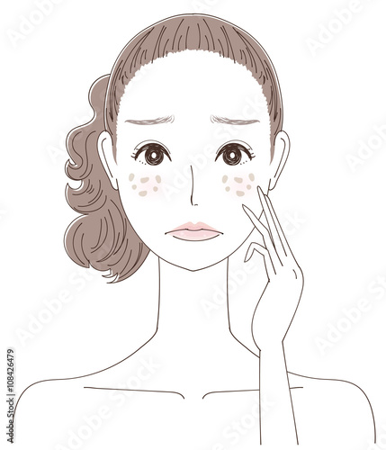 シミに悩む女性のイラスト