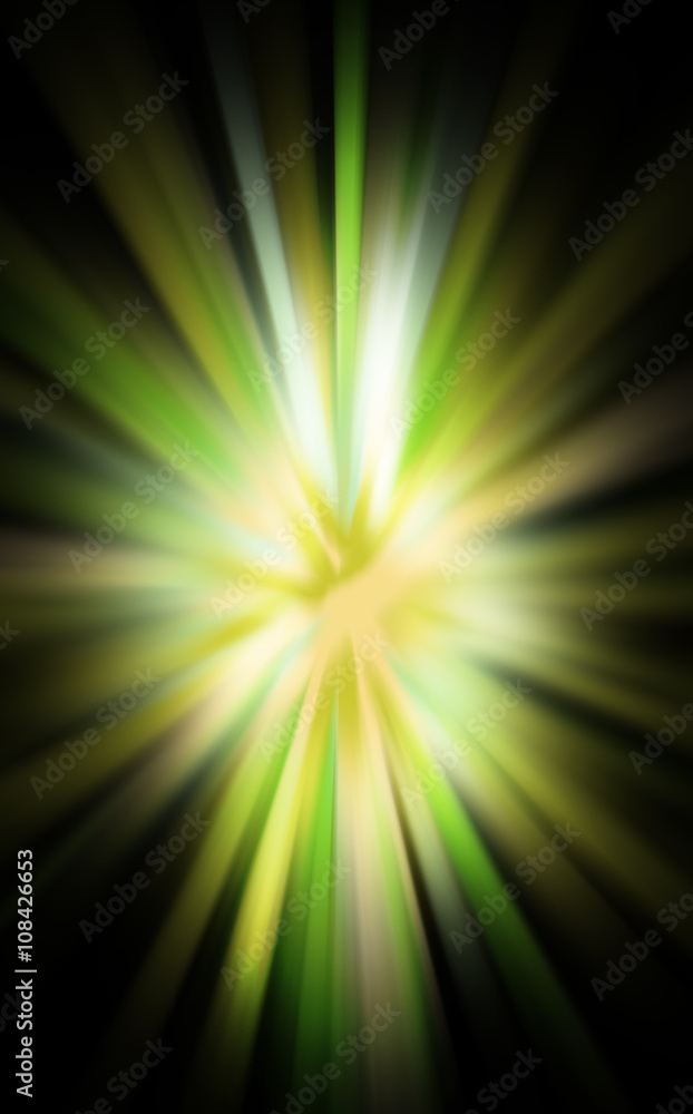 green supernova sunburst glow on black background