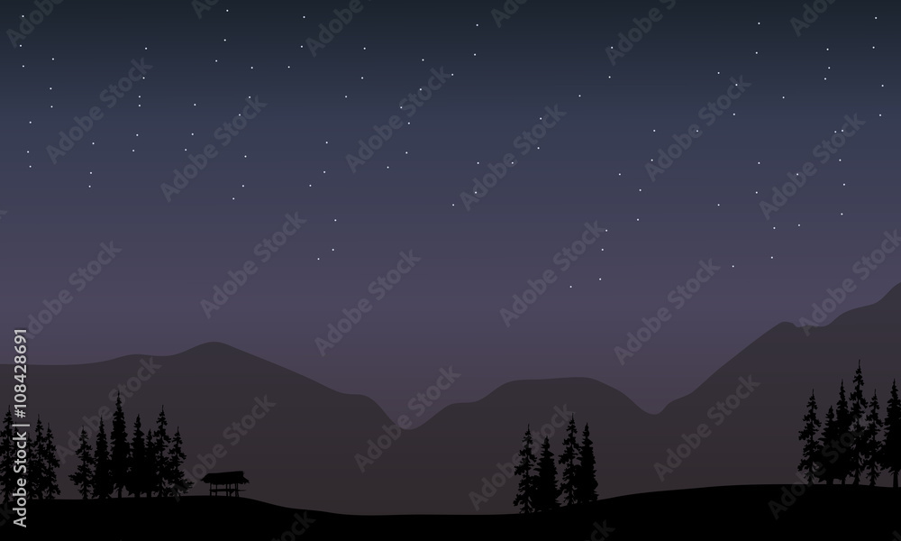 Mountaijn in night scenery