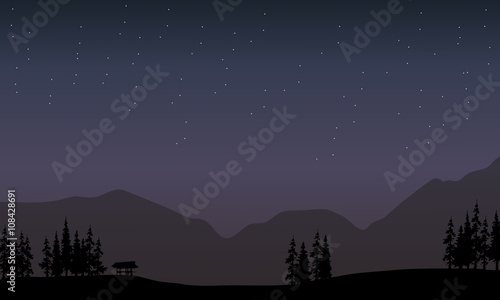 Mountaijn in night scenery