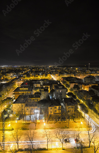 Night aerial view of city
