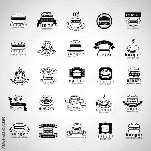 Burger Icons Set - Vector Illustration