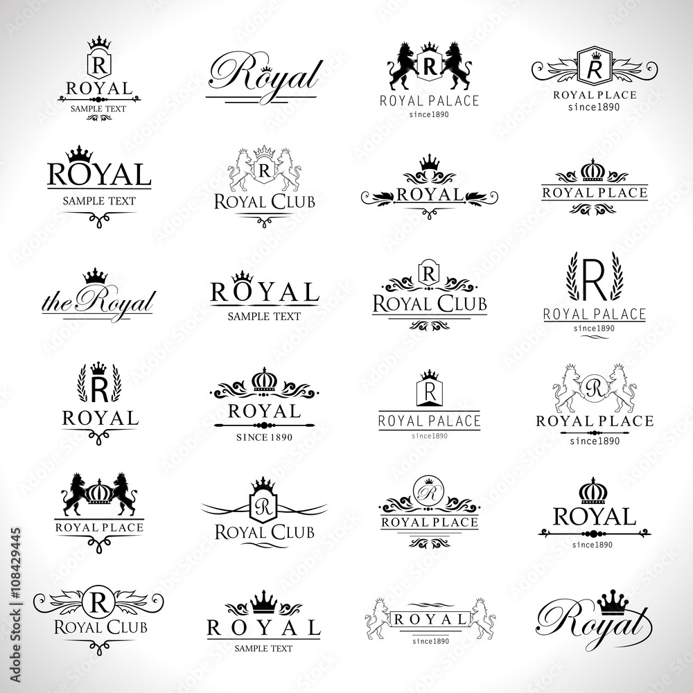 Royal Icons Set-Isolated On Gray Background-Vector Illustration,Graphic Design.