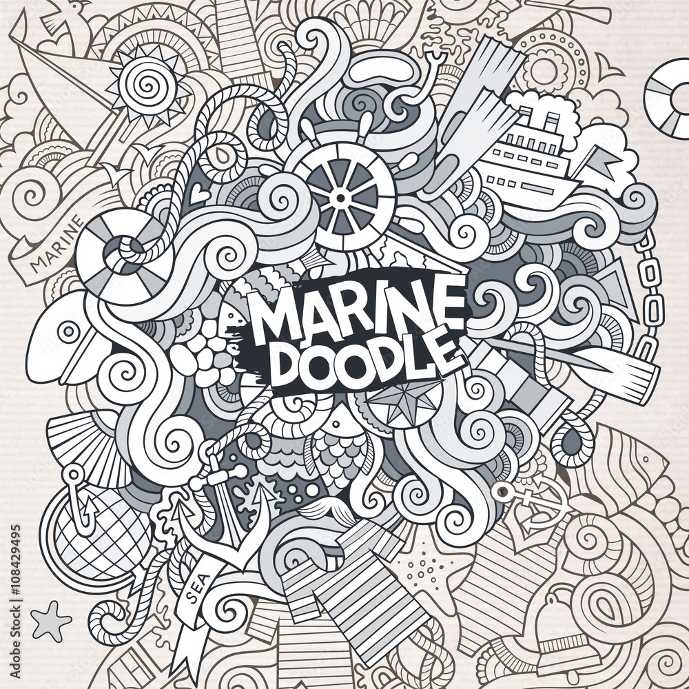 Doodles abstract decorative marine nautical vector