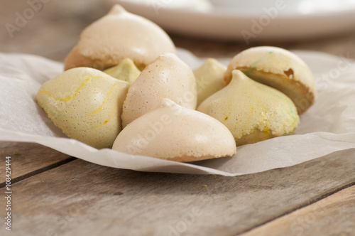 Meringue cookies. Selective focus