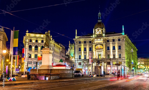 View of Piazza Cordusio in Milan, Italy