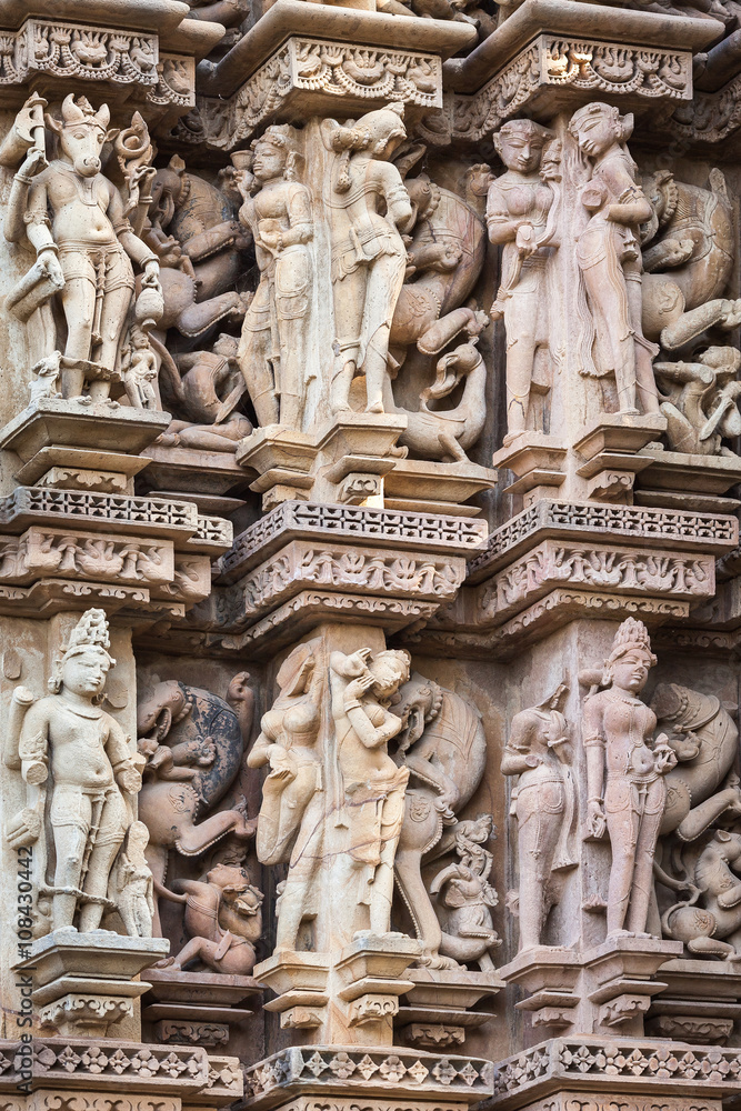 Cultural heritage of India  the sculptures made of sandstone, Kandariya Mahadeva, Khajuraho, Madhya Pradesh.