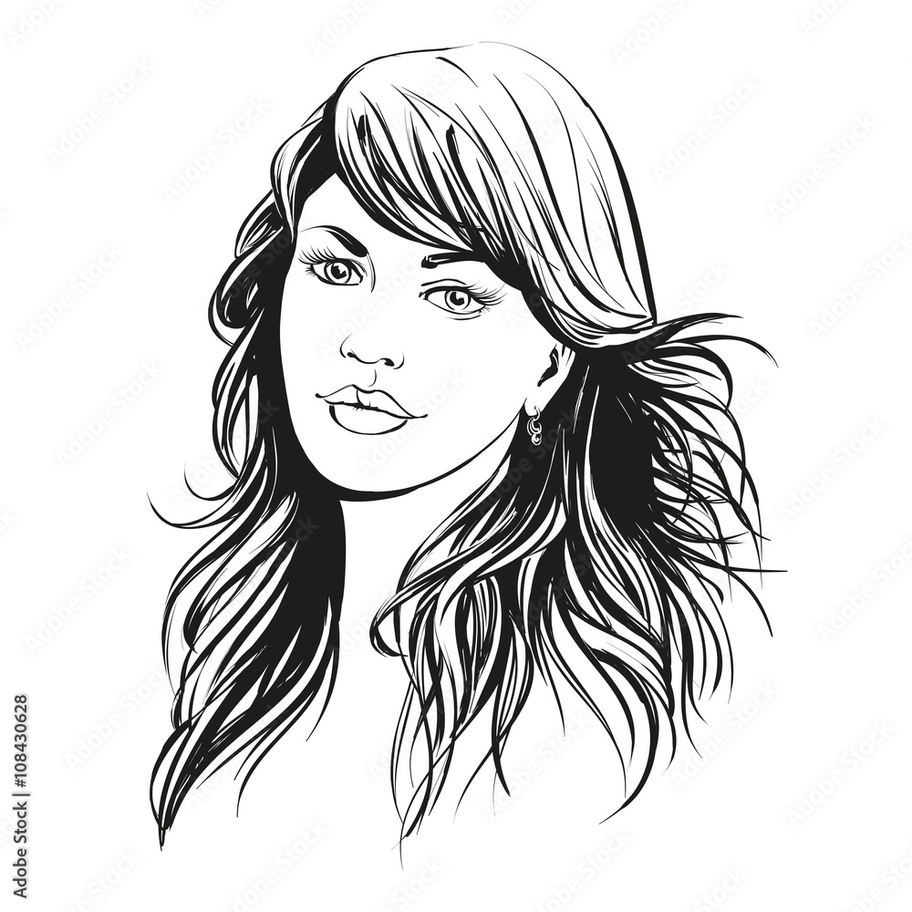 beautiful woman face hand drawn vector illustration sketch beautiful woman face hand drawn vector illustration sketch