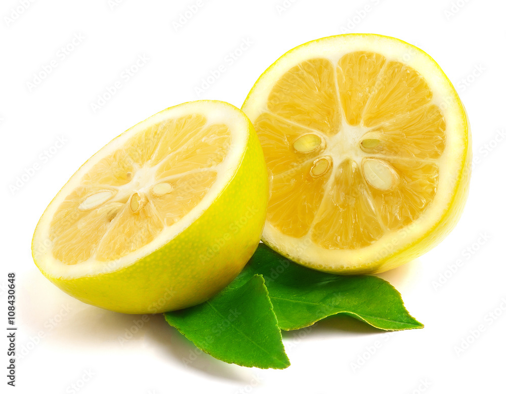 Lemon with leaf isolated on white Lemon with leaf isolated on white