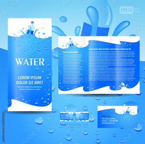 brochure folder water aqua splash bottle drops element design