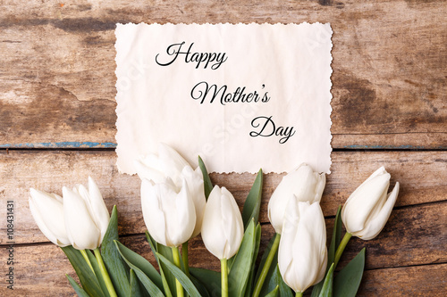 Happy mothers day card with bunch of tulips
