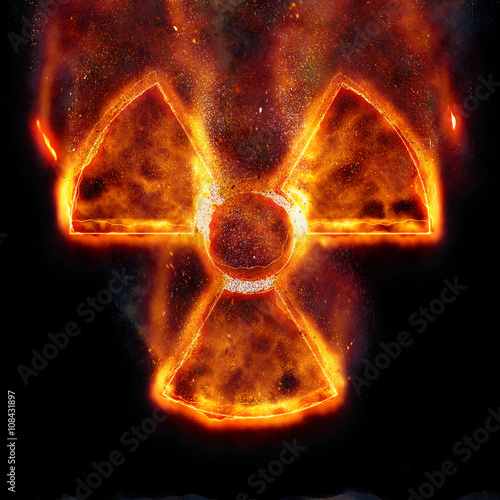burning radiation hazard sign