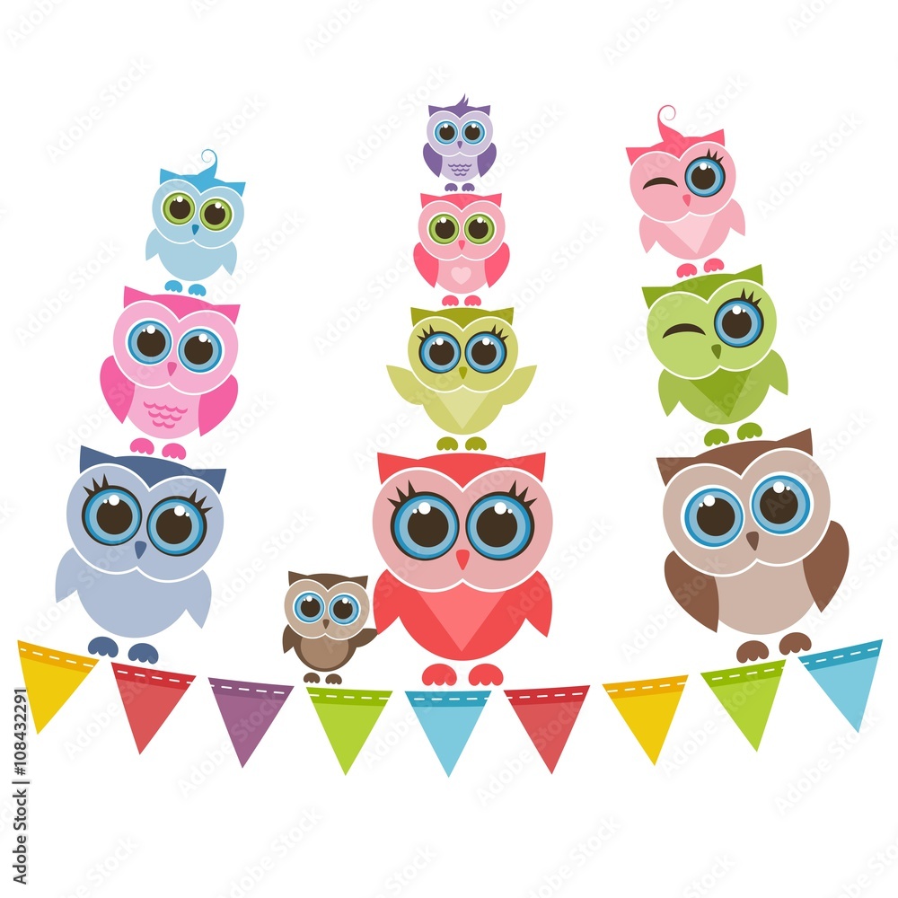 Funny owls family Funny owls family