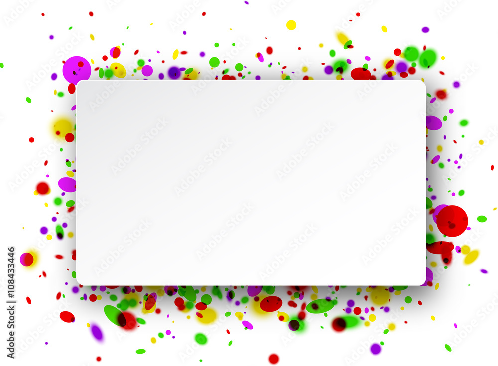 Rectangular background with confetti.