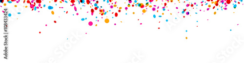 Banner with color confetti.