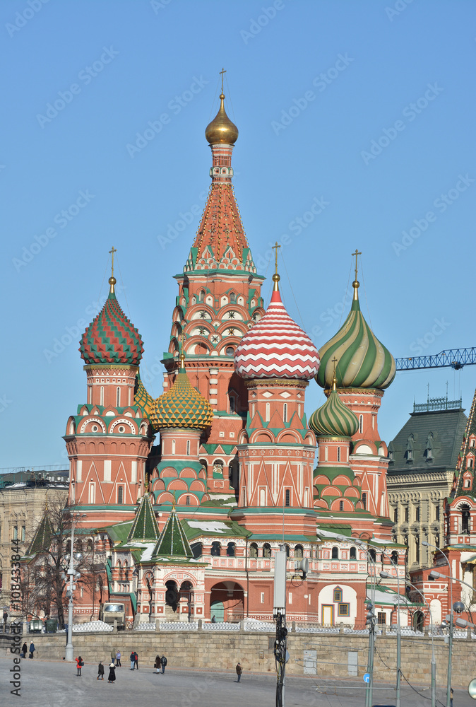 St. Basil's Cathedral in Moscow. Pokrovsky Cathedral (St. Basil's Cathedral) on Red Square in Moscow. St. Basil's Cathedral in Moscow. Pokrovsky Cathedral (St. Basil's Cathedral) on Red Square in Moscow.