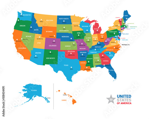Obraz na plátně United States of America USA Vector Map