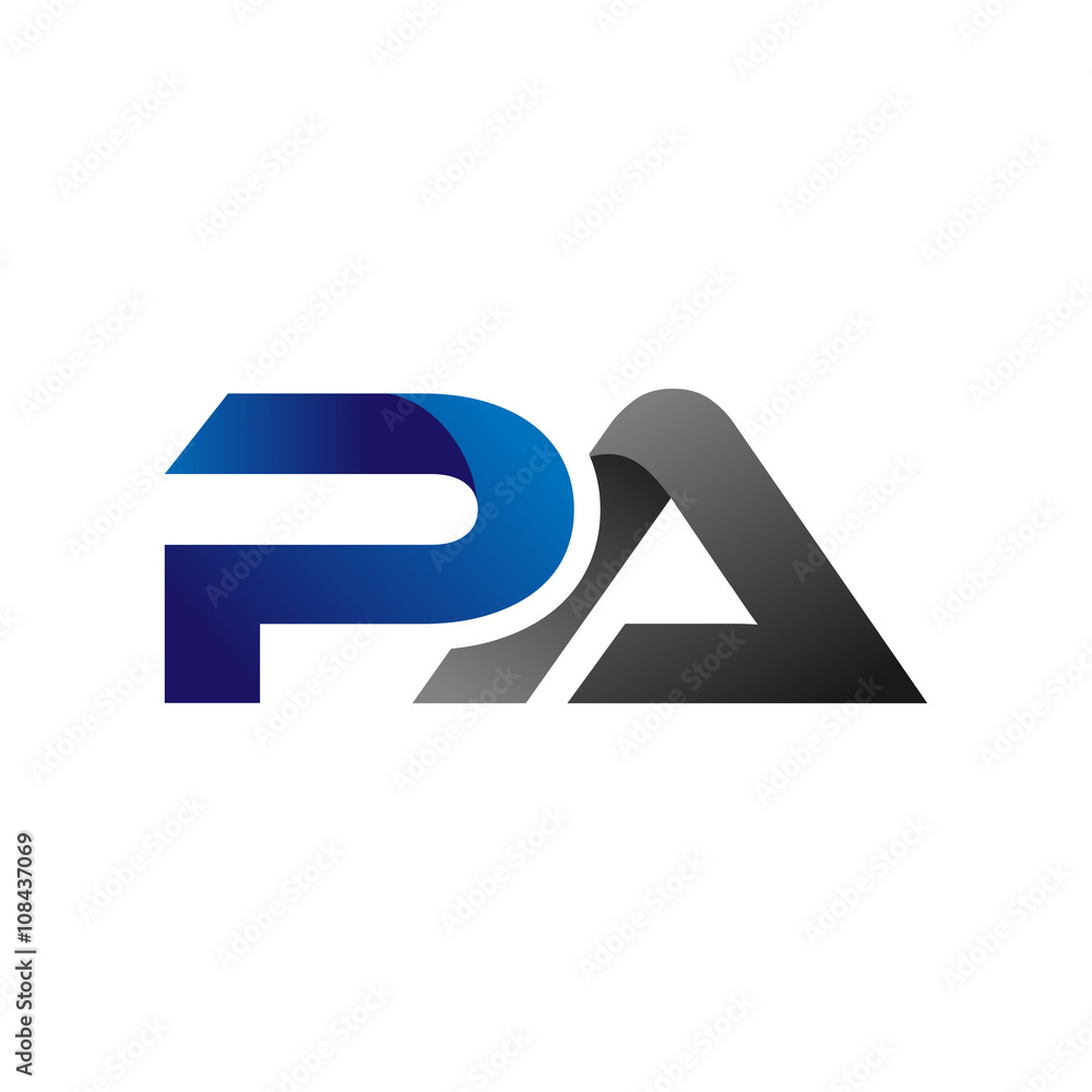 Modern Simple Initial Logo Vector Blue Grey Letters pa - obrazy, fototapety, plakaty 