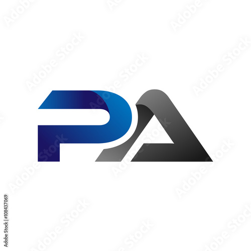 Modern Simple Initial Logo Vector Blue Grey Letters pa