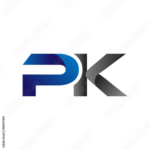 Modern Simple Initial Logo Vector Blue Grey Letters pk