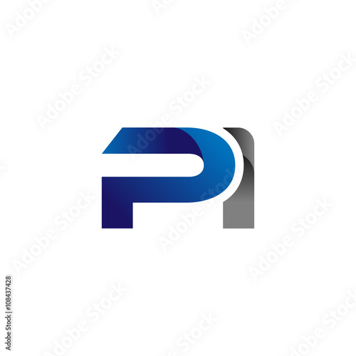 Modern Simple Initial Logo Vector Blue Grey Letters pi