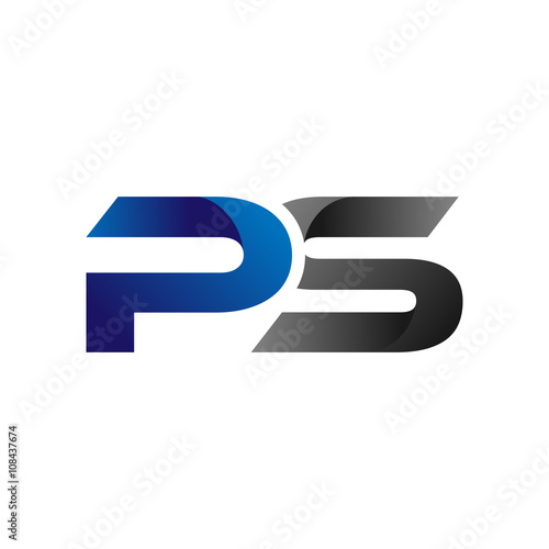 Modern Simple Initial Logo Vector Blue Grey Letters ps